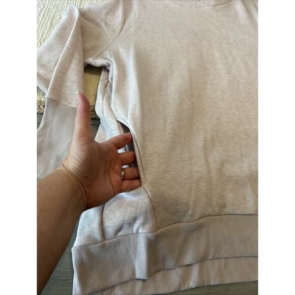 Fabletics Zaylee Fleece Pink Taupe Funnel Neck Hoodie Sz 1X Long Line Neutral - Picture 2 of 8